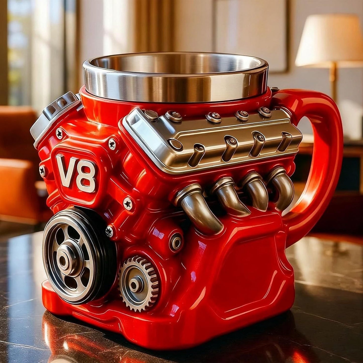 Red V8 Engine Mug,🚗🏁Every engine tells a story. Which one is yours?