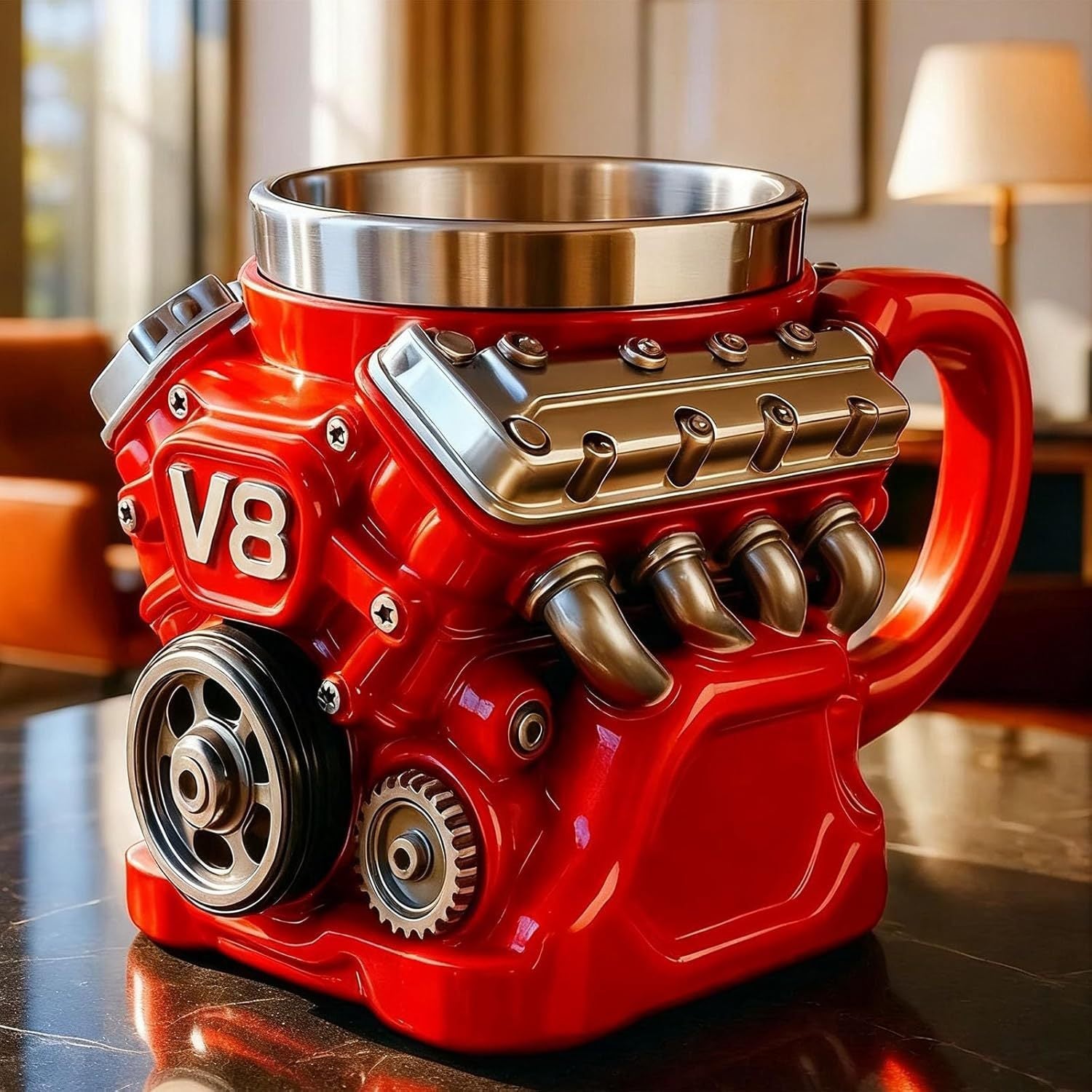 Red V8 Engine Mug,🚗🏁Every engine tells a story. Which one is yours?