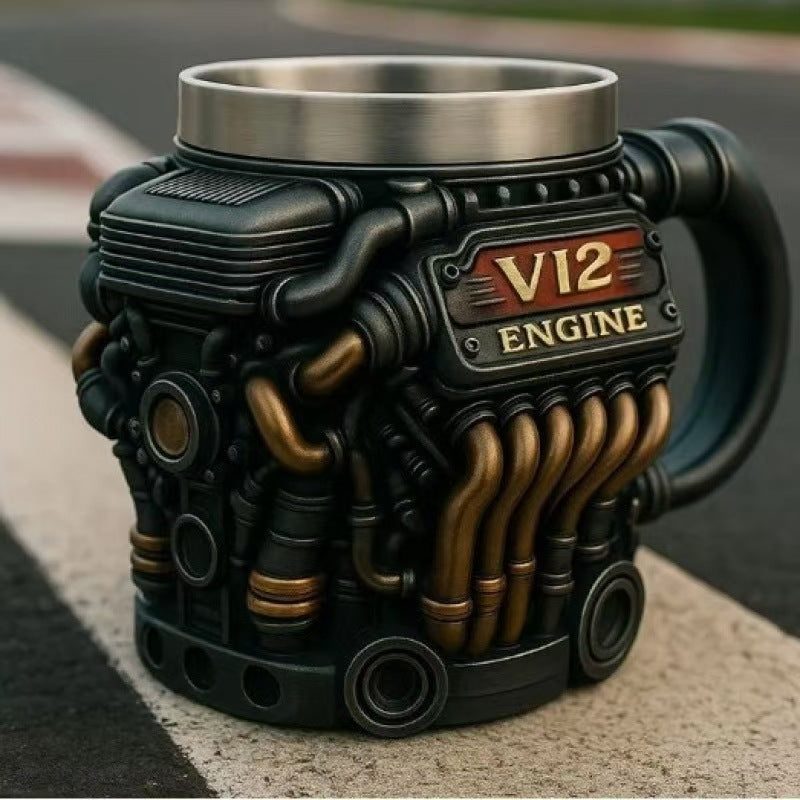Black V12 Engine Mug,🚗🏁Every engine tells a story. Which one is yours?