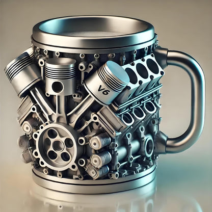 Silver V6 Engine Mug,🚗🏁Every engine tells a story. Which one is yours?
