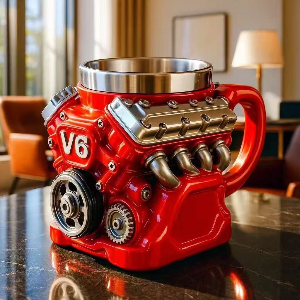 Red V6 Engine Mug,🚗🏁Every engine tells a story. Which one is yours?