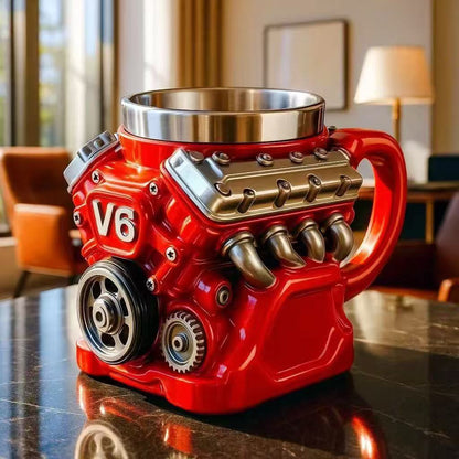 Red V6 Engine Mug,🚗🏁Every engine tells a story. Which one is yours?