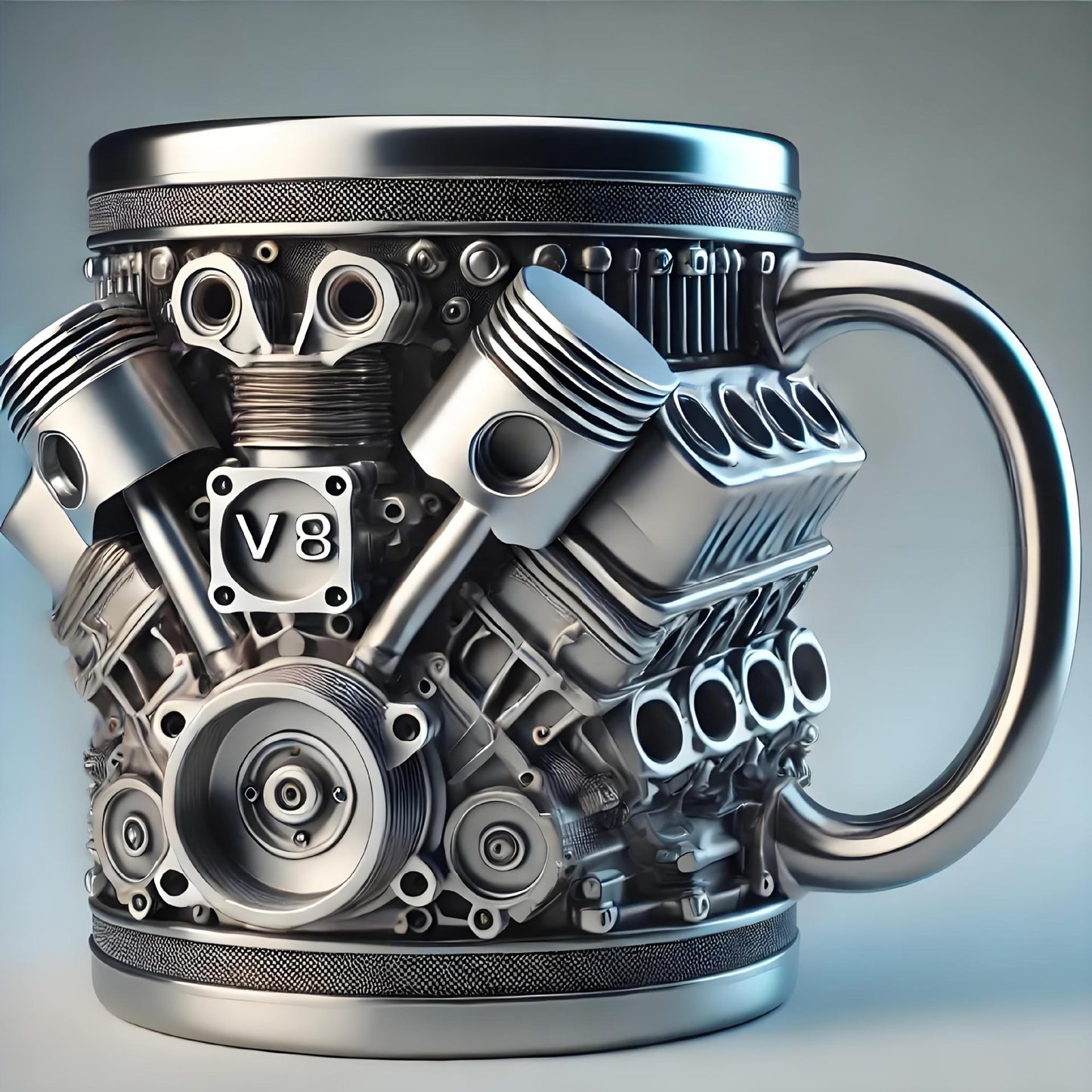Silver V8 Engine Mug,🚗🏁Every engine tells a story. Which one is yours?